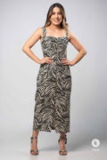 Vestido midi animal print com alças grossas - G