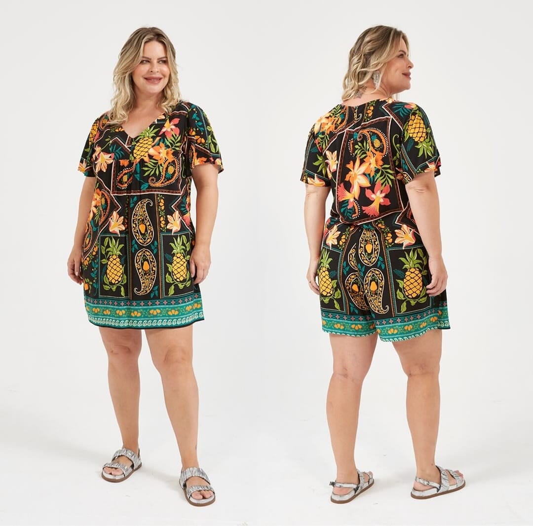 Macaquinho em viscose estampada - 44