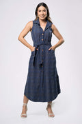 Vestido chemise jeans texturizado - M