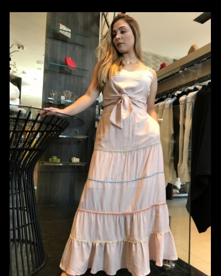 Conjunto de sai e blusa em viscose bege - G