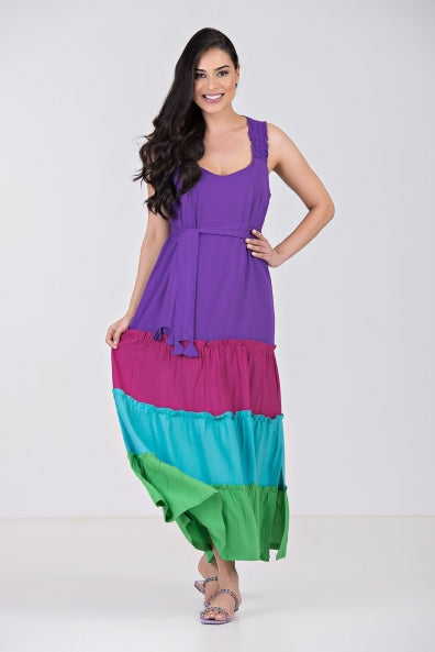 Vestido longo colorido - G