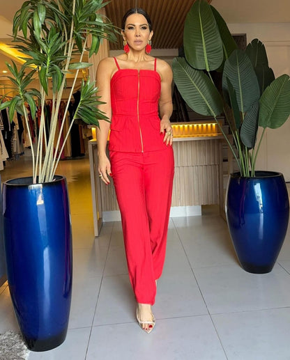 Conjunto de calça e blusa vermelha - G