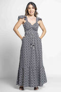 Vestido estampado preto e branco - G