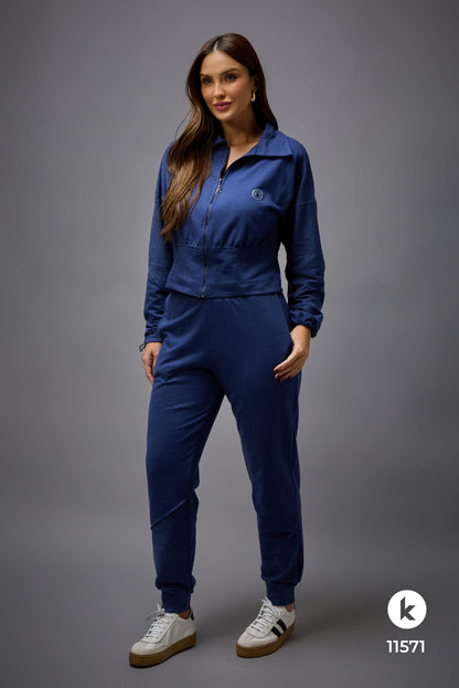 Conjunto de calça e jaqueta em moletinho - G