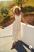 Vestido longo estampa animal print e alças em pedraria