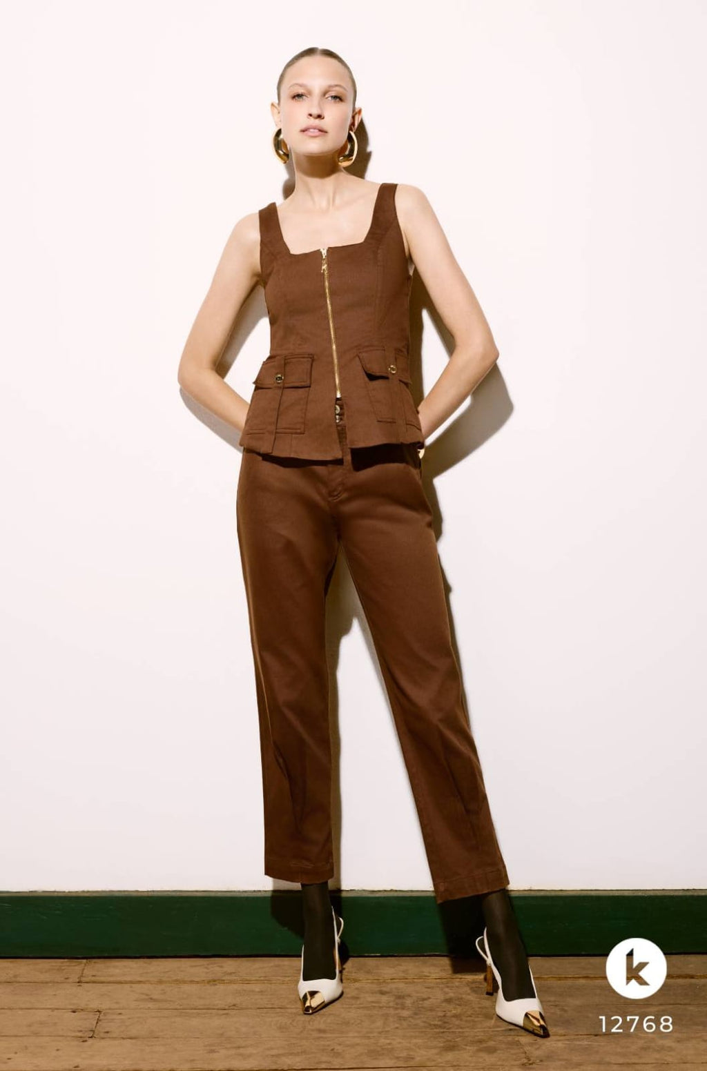 Conjunto de calça e blusa marrom - GG