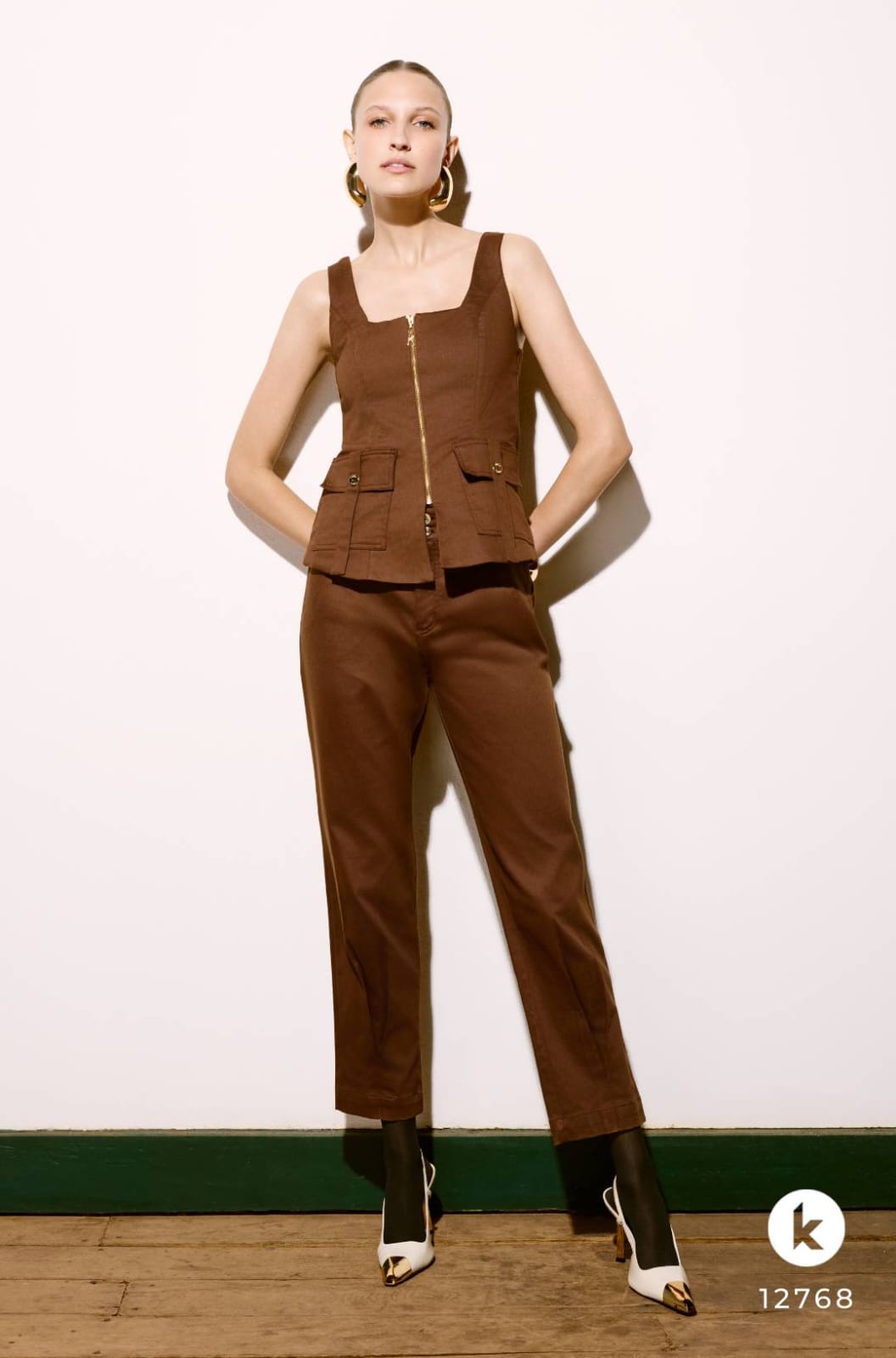 Conjunto de calça e blusa marrom - GG