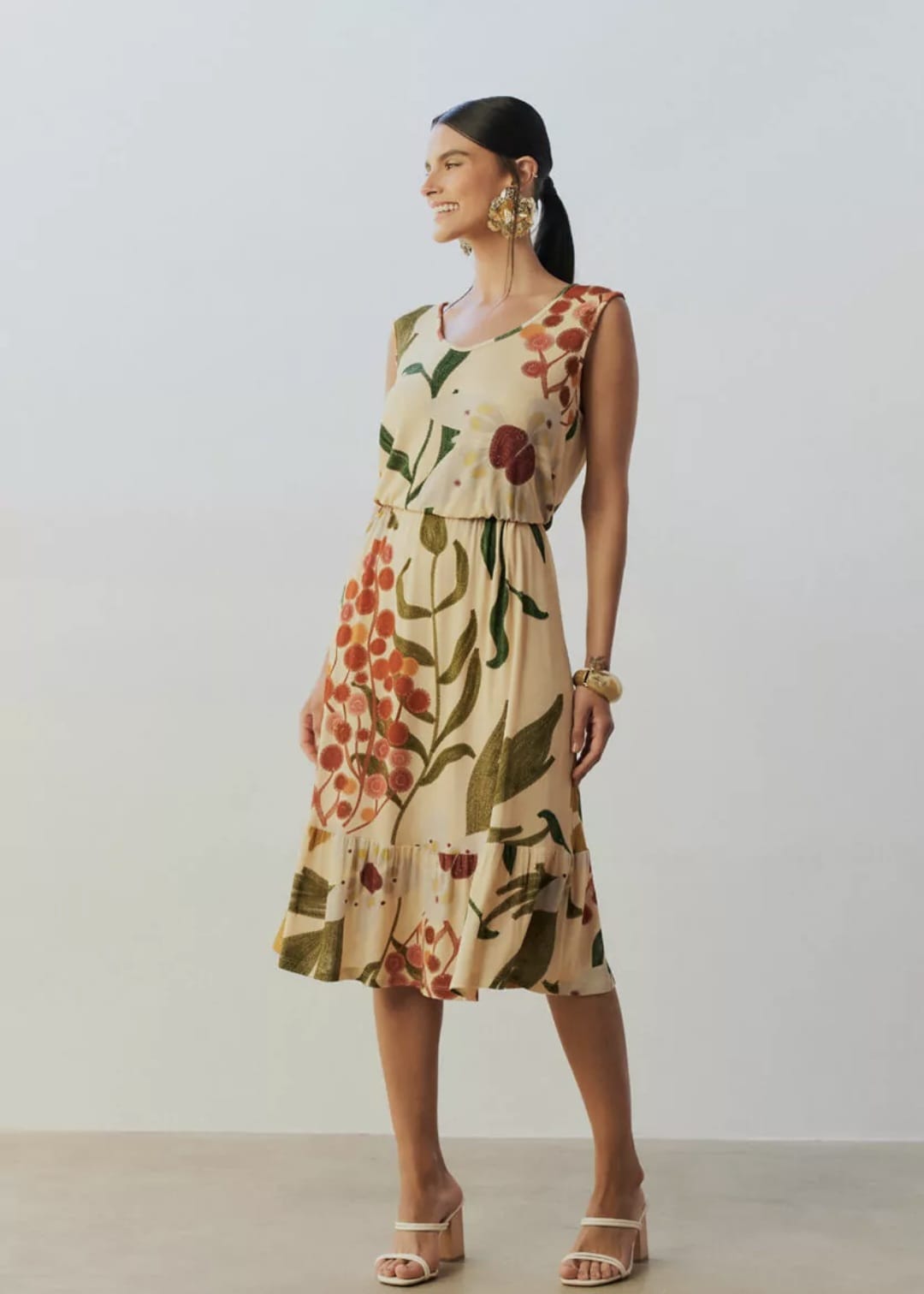 Vestido estampado em malha tricô
