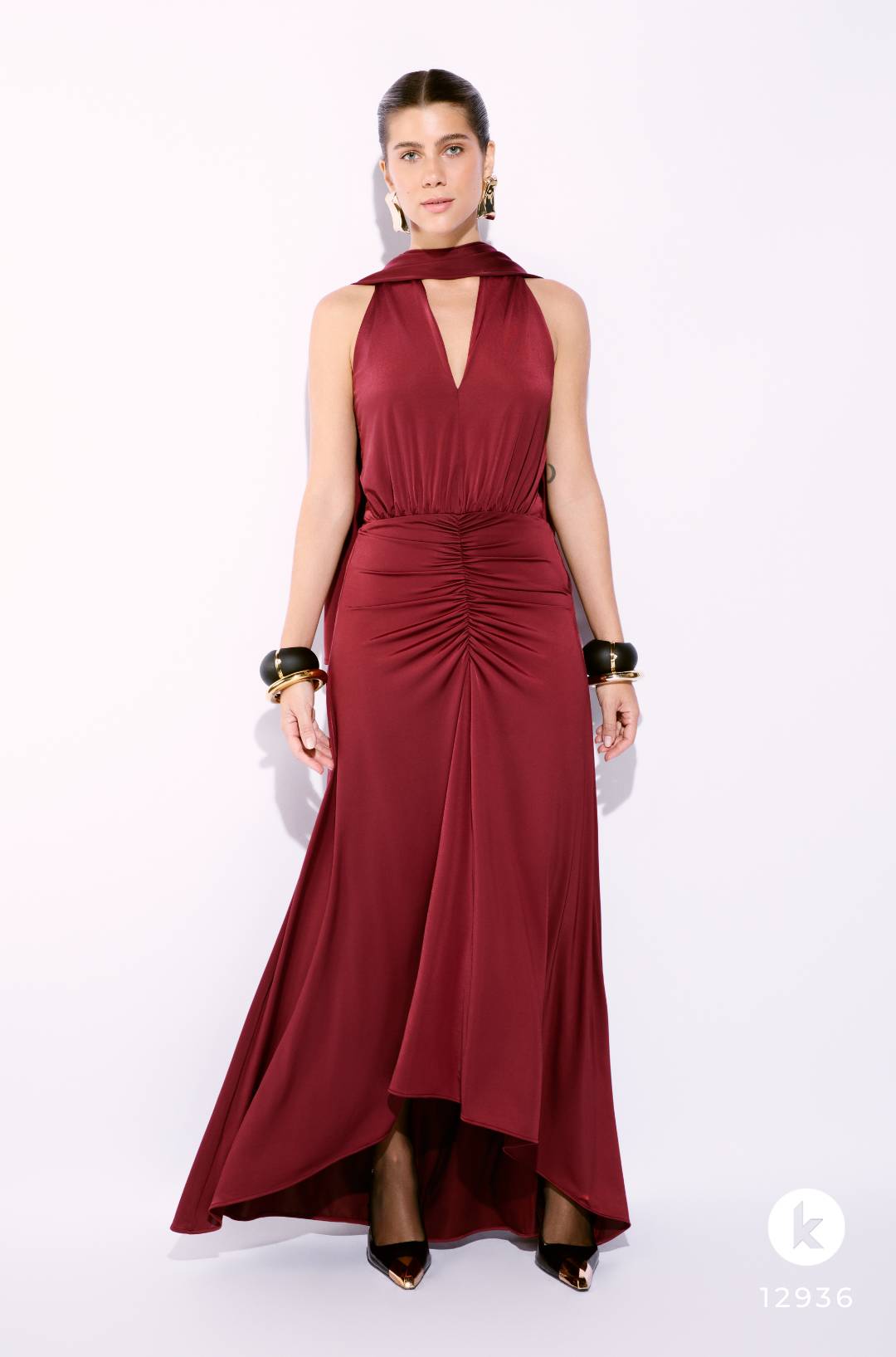 Vestido em jersey vinho- G