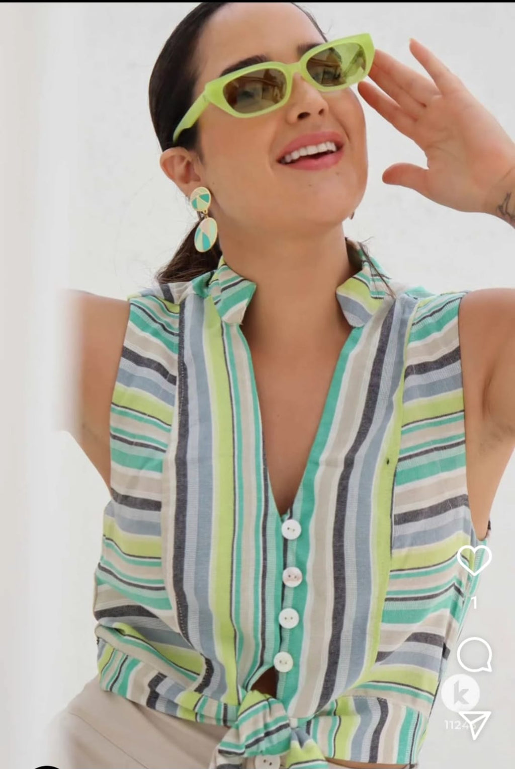 Macacão em linho bege e estampado - M