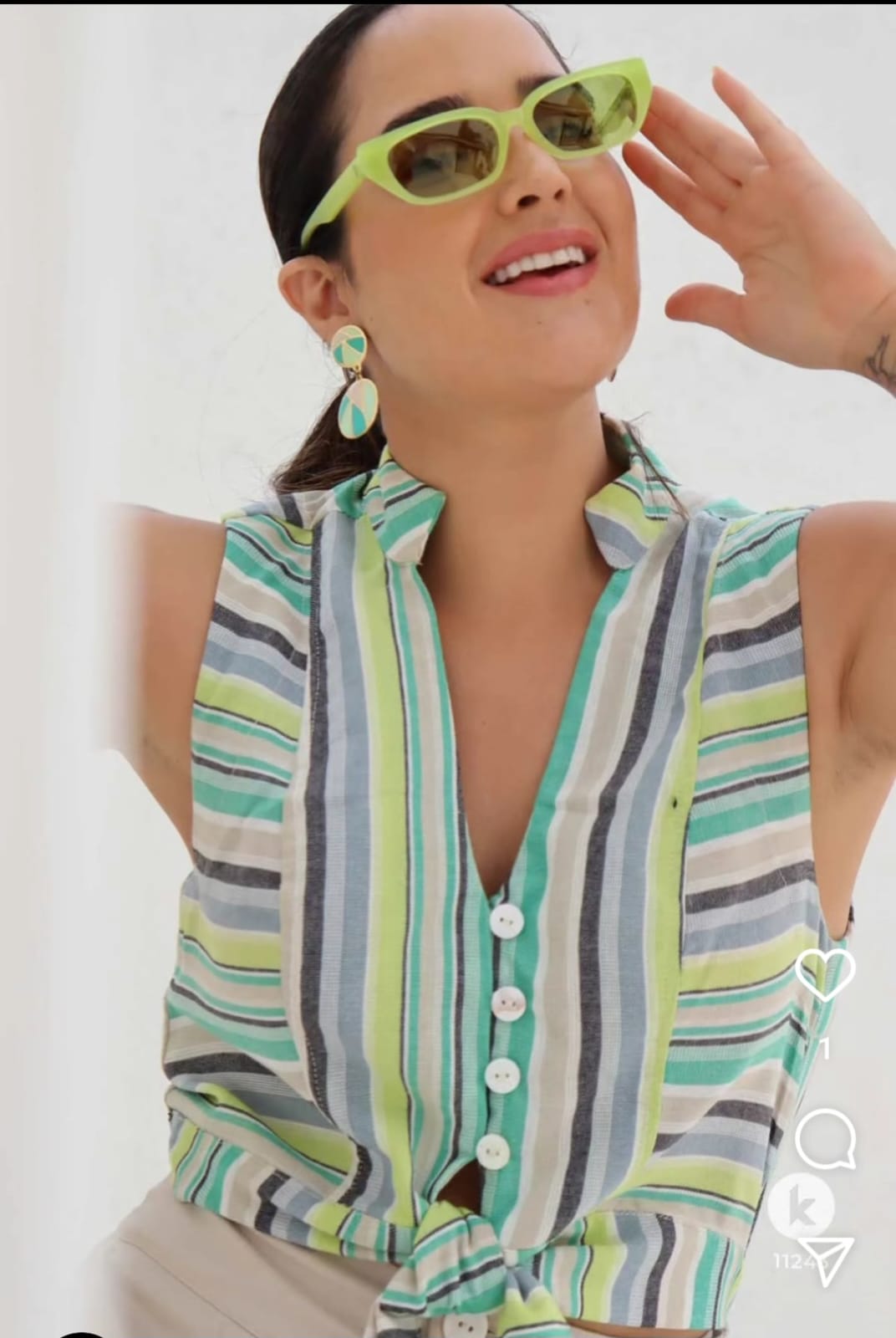 Macacão em linho bege e estampado - M