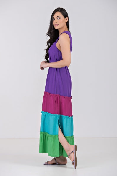 Vestido longo colorido - G