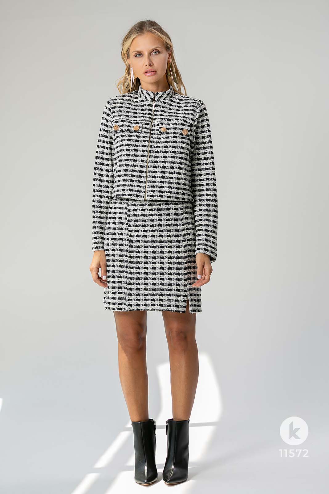 Conjunto de saia e jaqueta em tweed - M