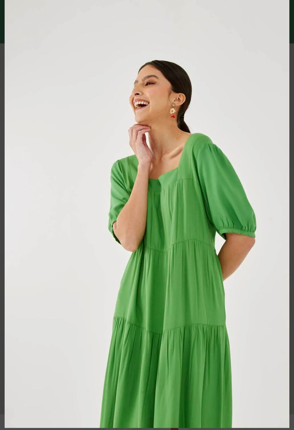 Vestido em viscose texturizada verde - 40