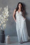Vestido em viscose off white - M