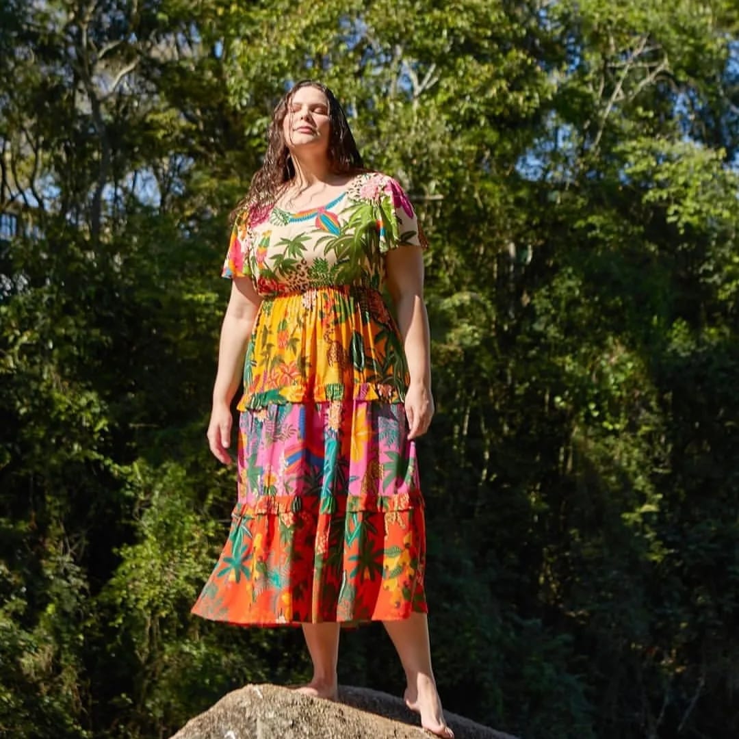 Vestido estampado multicolorido - 44