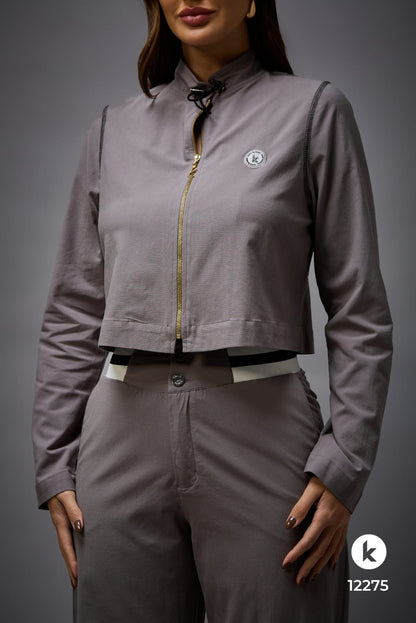 Conjunto de calça e jaqueta cinza -GG