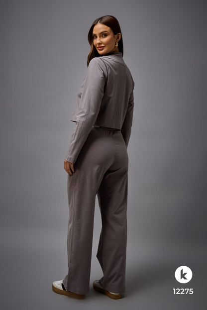 Conjunto de calça e jaqueta cinza -GG