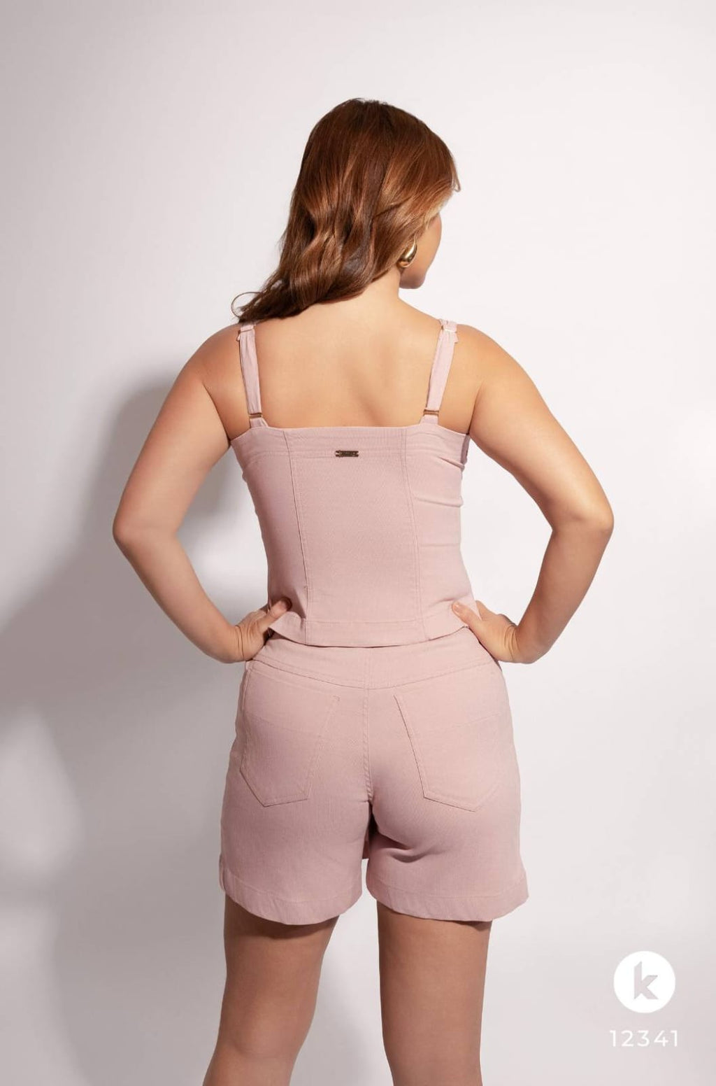 Conjunto de short saia rosê