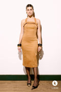 Vestido coluna caramelo
