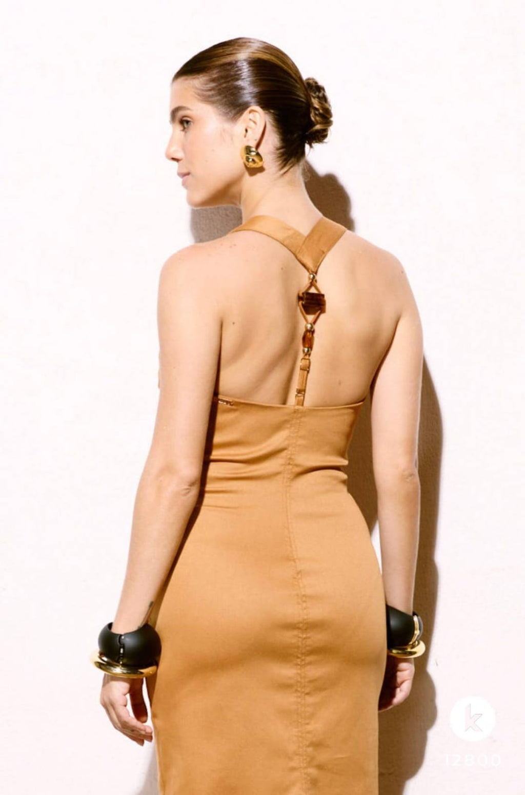 Vestido coluna caramelo
