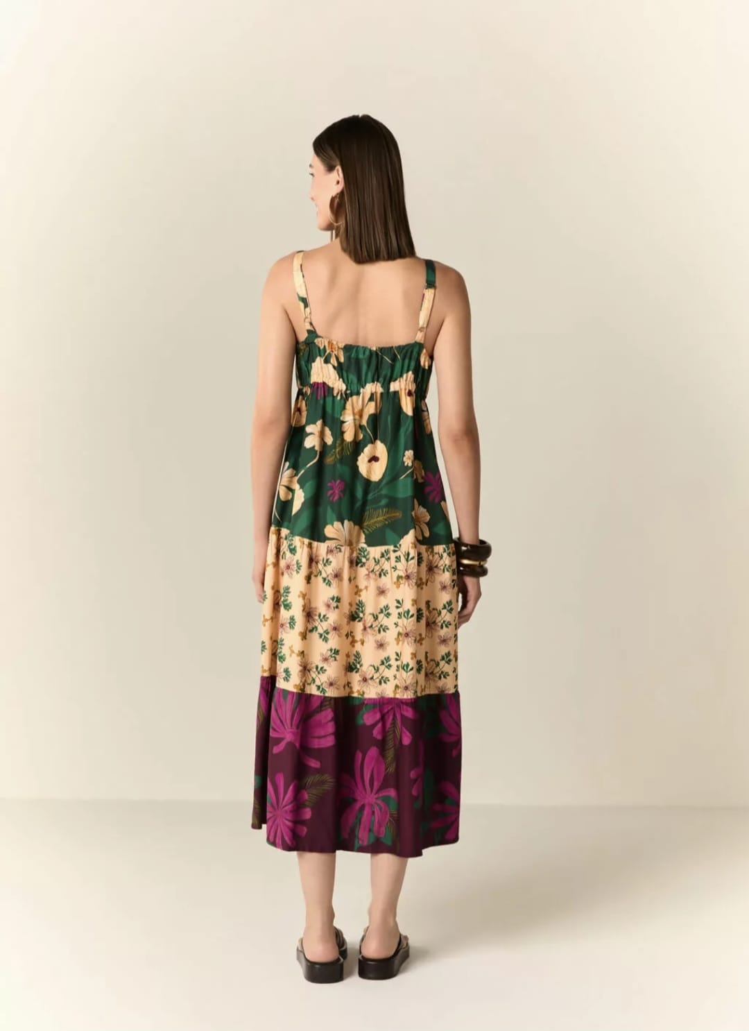 Vestido longo flores de outono - 42