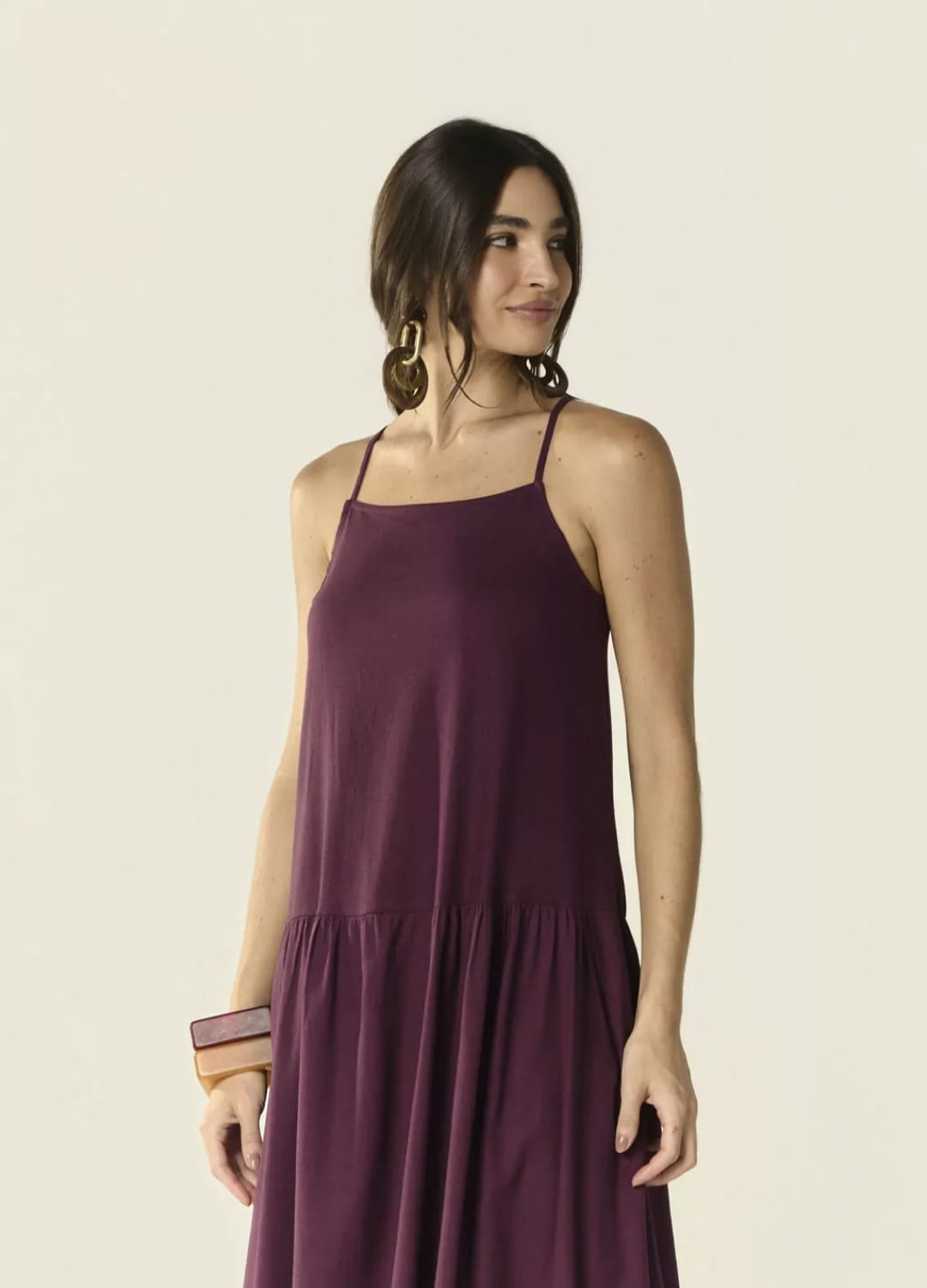 Vestido linho cintura baixa uva - 44