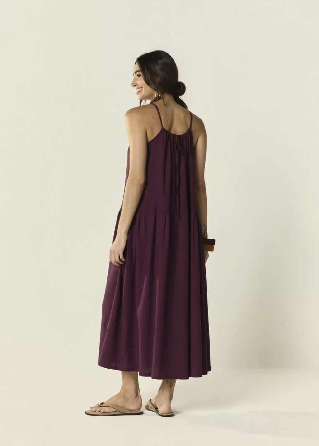 Vestido linho cintura baixa uva - 44
