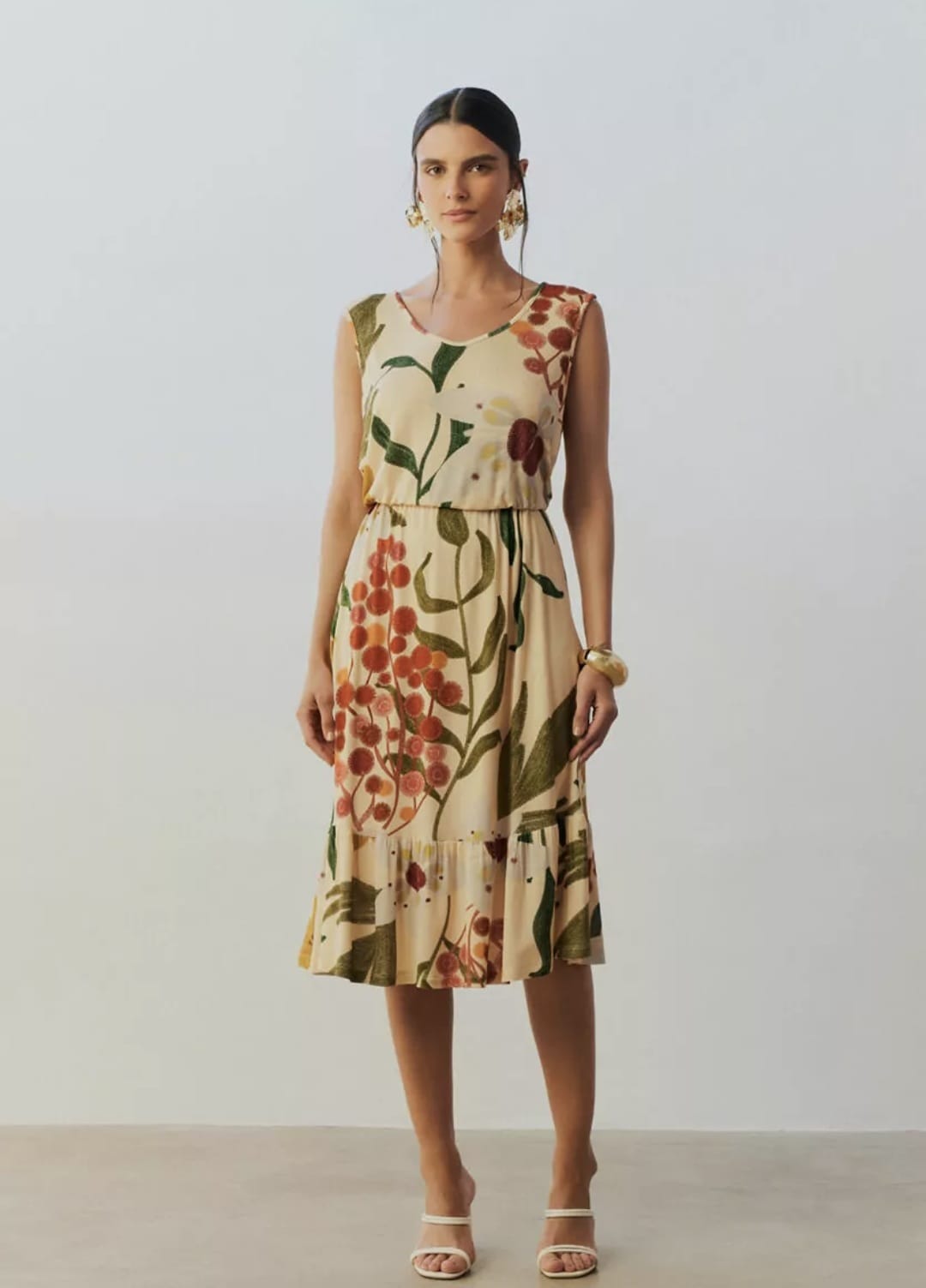 Vestido estampado em malha tricô