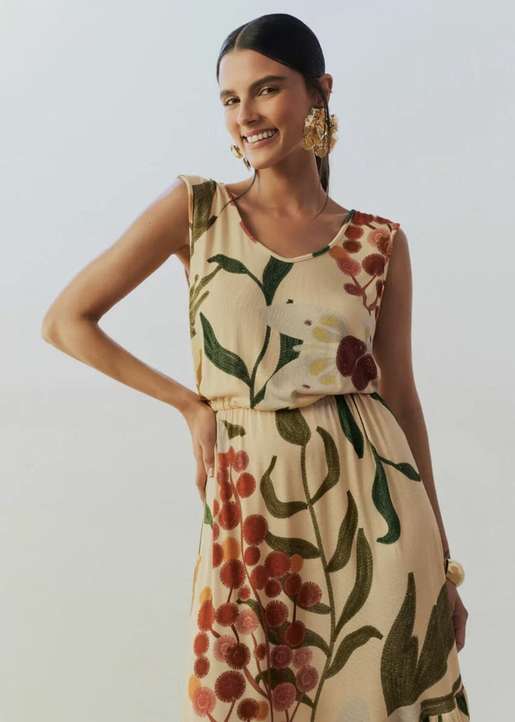 Vestido estampado em malha tricô