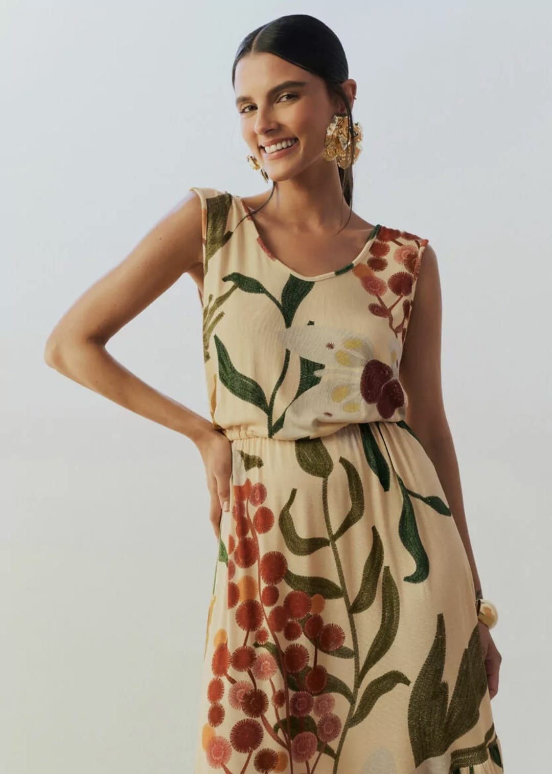 Vestido estampado em malha tricô